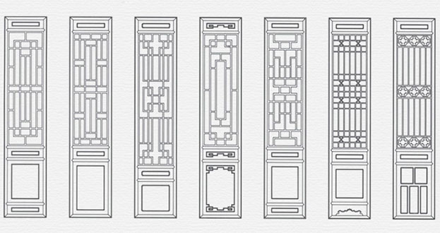 吉利常用中式仿古花窗图案隔断设计图